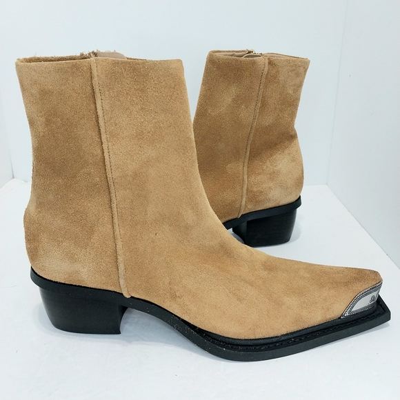 Mango Suede Leather, Distressed, Western Ankle Boots, NWT, Size 38| US 7.5 - Picture 7 of 13